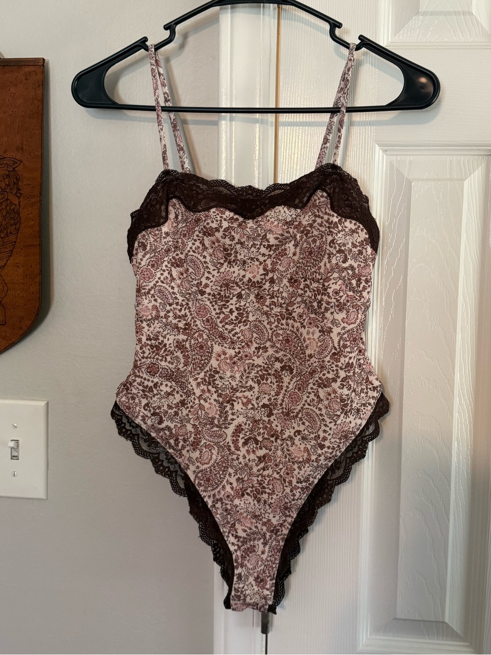 wild fable Paisley Lace-Trim Bodysuit with Brown Accents